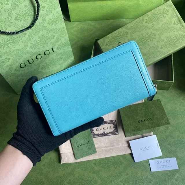 【GUCCI】グッチ〔ダイアナ〕ブルー ジップアラウンド ウォレット（658634）