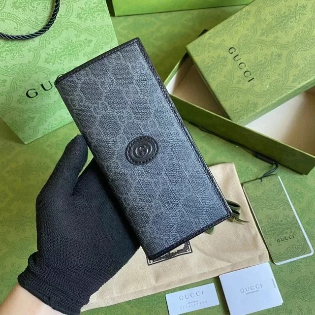 【GUCCI】グッチ インターロッキングG ブラック ジップアラウンドウォレット（672947 92TCN 1000）