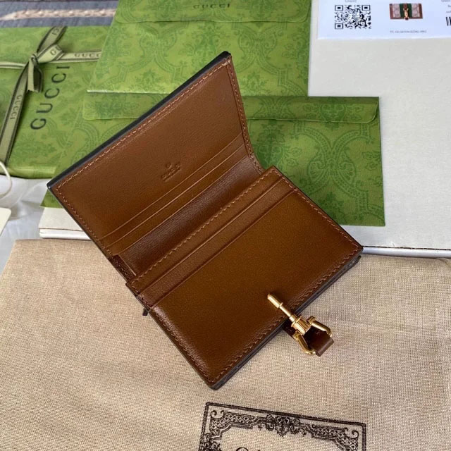 【GUCCI】グッチ 〔ジャッキー 1961〕カードケース ウォレット（コイン＆紙幣入れ付き）ブラウン（645536 HUHHG 8565）
