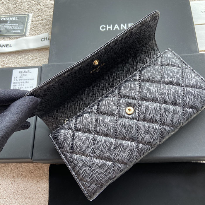 【CHANEL】シャネル スーパーコピー ロング フラップ ウォレット ブラック AP2740