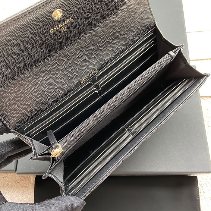 【CHANEL】シャネル スーパーコピー ロング フラップ ウォレット ブラック AP2740
