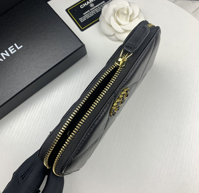 【CHANEL】シャネル 19 ロング ジップ ウォレット ブラック（AP0948）