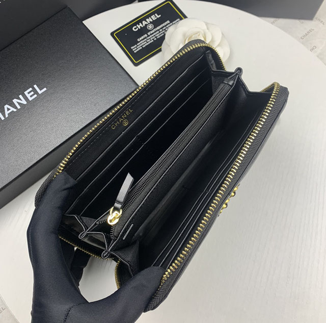 【CHANEL】シャネル 19 ロング ジップ ウォレット ブラック（AP0948）