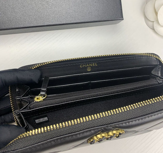【CHANEL】シャネル 19 ロング ジップ ウォレット ブラック（AP0948）