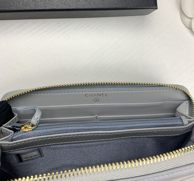 【CHANEL】シャネル 19 ロング ジップ ウォレット グレー（AP0948）