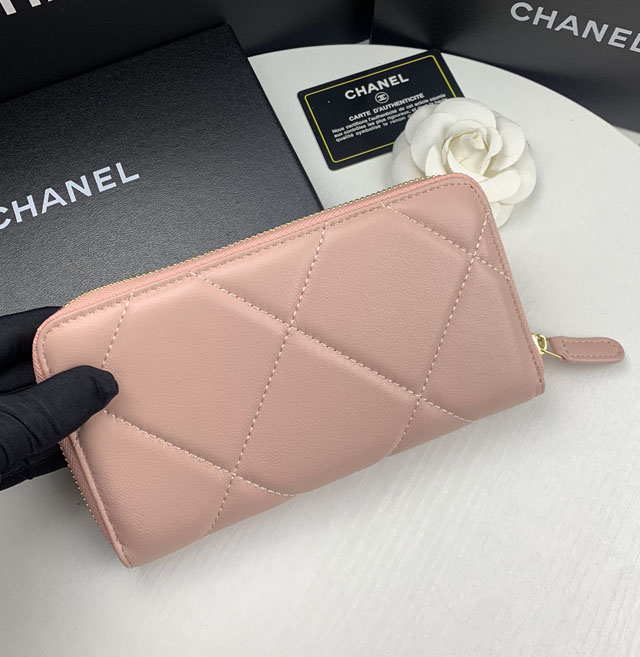 【CHANEL】シャネル 19 ロング ジップ ウォレット ピンク（AP0948）