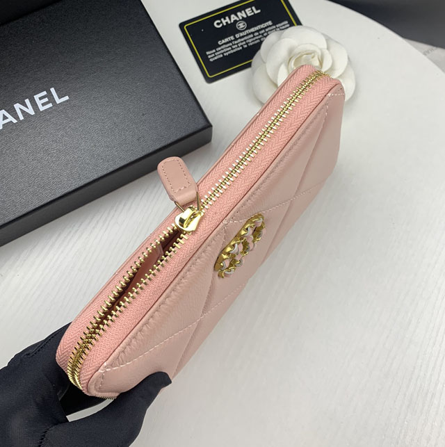 【CHANEL】シャネル 19 ロング ジップ ウォレット ピンク（AP0948）