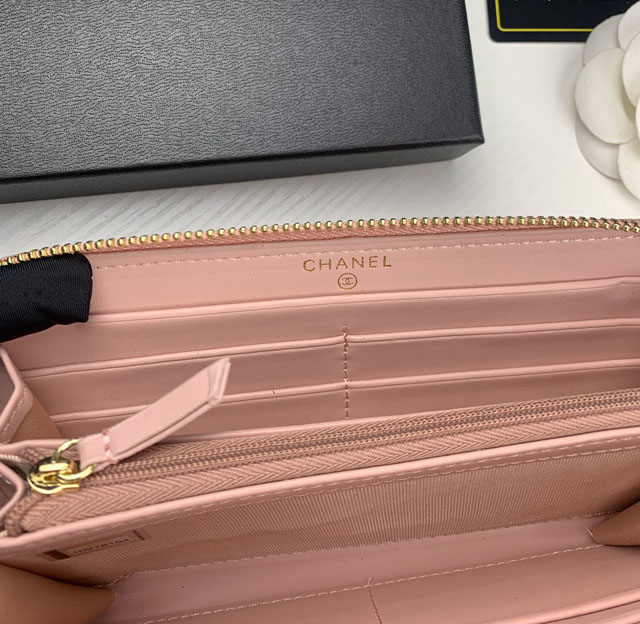 【CHANEL】シャネル 19 ロング ジップ ウォレット ピンク（AP0948）
