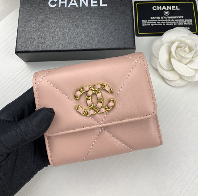 【CHANEL】シャネル CCロゴ 三つ折り財布 ピンク（AP0956）