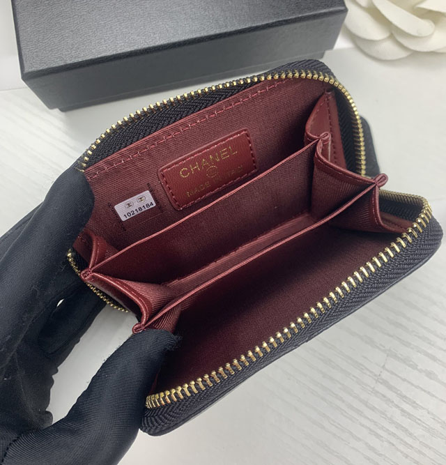 【CHANEL】シャネル ジップ小銭入れ ブラック（AP0949）