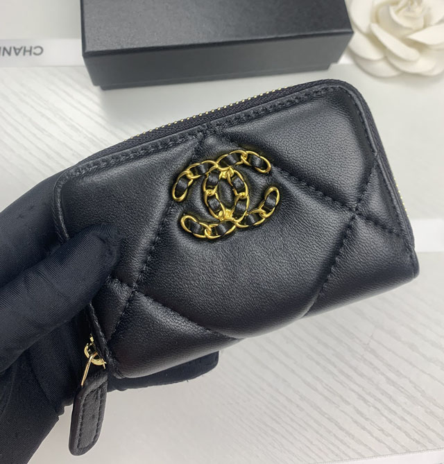 【CHANEL】シャネル ジップ小銭入れ ブラック（AP0949）