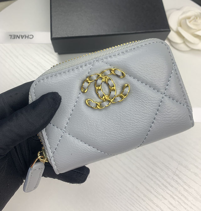 【CHANEL】シャネル ジップ小銭入れ グレー（AP0949）