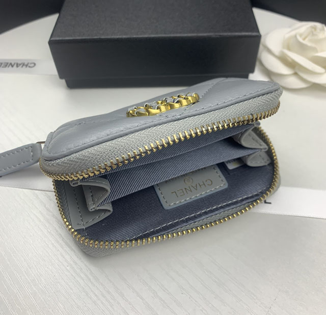 【CHANEL】シャネル ジップ小銭入れ グレー（AP0949）