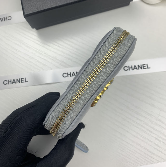 【CHANEL】シャネル ジップ小銭入れ グレー（AP0949）