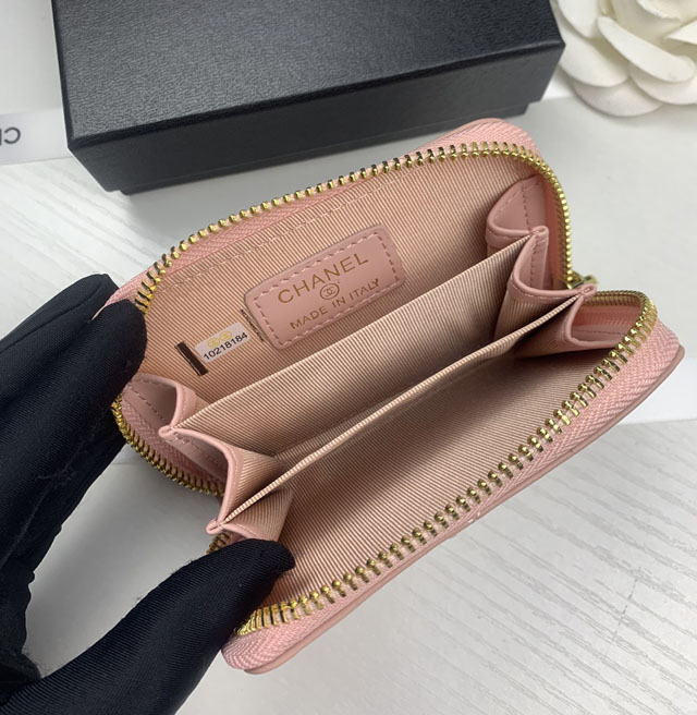 【CHANEL】シャネル ジップ小銭入れ ピンク（AP0949）
