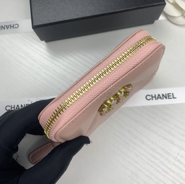 【CHANEL】シャネル ジップ小銭入れ ピンク（AP0949）