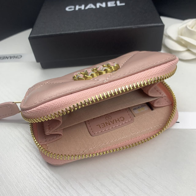 【CHANEL】シャネル ジップ小銭入れ ピンク（AP0949）