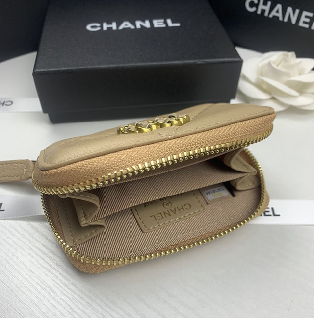 【CHANEL】シャネル ジップ小銭入れ アプリコット（AP0949）