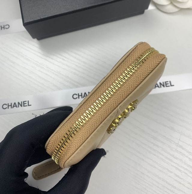 【CHANEL】シャネル ジップ小銭入れ アプリコット（AP0949）