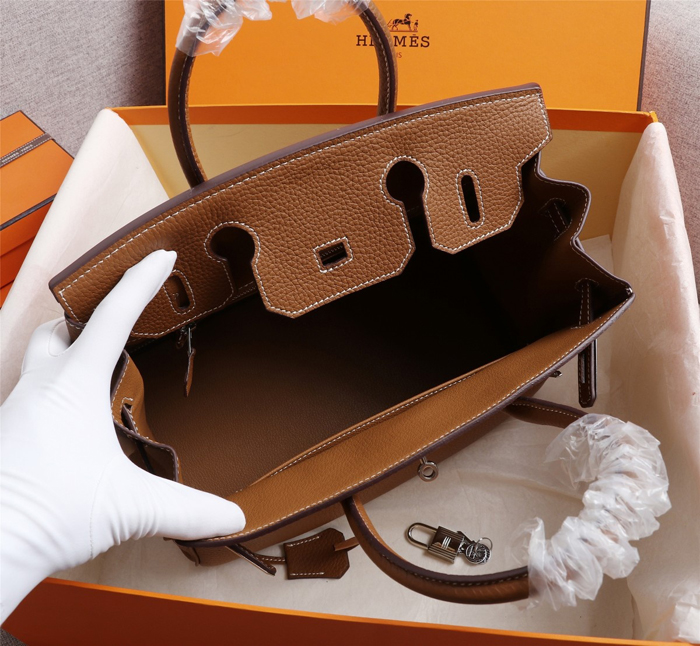 【HERMES】エルメス バッグコレクション《バーキン》35 ハンドバッグ ブラウン/シルバー金具（HERMES 010）