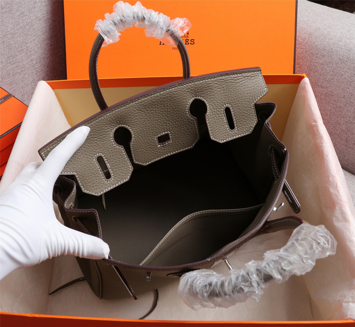 【HERMES】エルメス バッグコレクション《バーキン》35 ハンドバッグ ダークグレー/シルバー金具（HERMES 007）