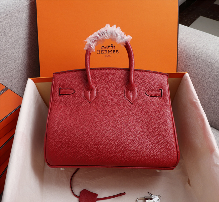 【HERMES】エルメス バッグコレクション《バーキン》35 ハンドバッグ レッド/シルバー金具（HERMES 005）
