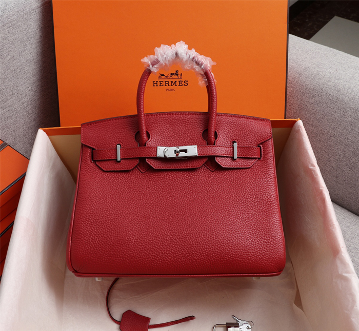 【HERMES】エルメス バッグコレクション《バーキン》35 ハンドバッグ レッド/シルバー金具（HERMES 005）