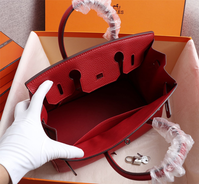 【HERMES】エルメス バッグコレクション《バーキン》35 ハンドバッグ レッド/シルバー金具（HERMES 005）