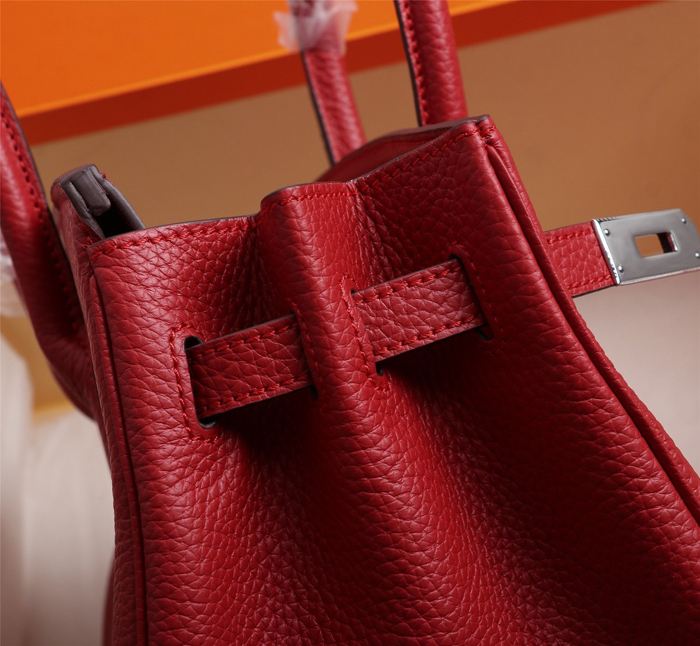 【HERMES】エルメス バッグコレクション《バーキン》35 ハンドバッグ レッド/シルバー金具（HERMES 005）