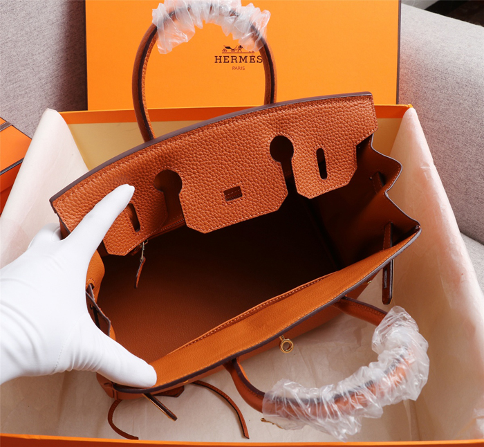 【HERMES】エルメス バッグコレクション《バーキン》35 ハンドバッグ オレンジ/シルバー金具（HERMES 001）