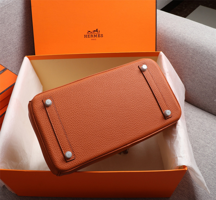 【HERMES】エルメス バッグコレクション《バーキン》35 ハンドバッグ オレンジ/シルバー金具（HERMES 001）