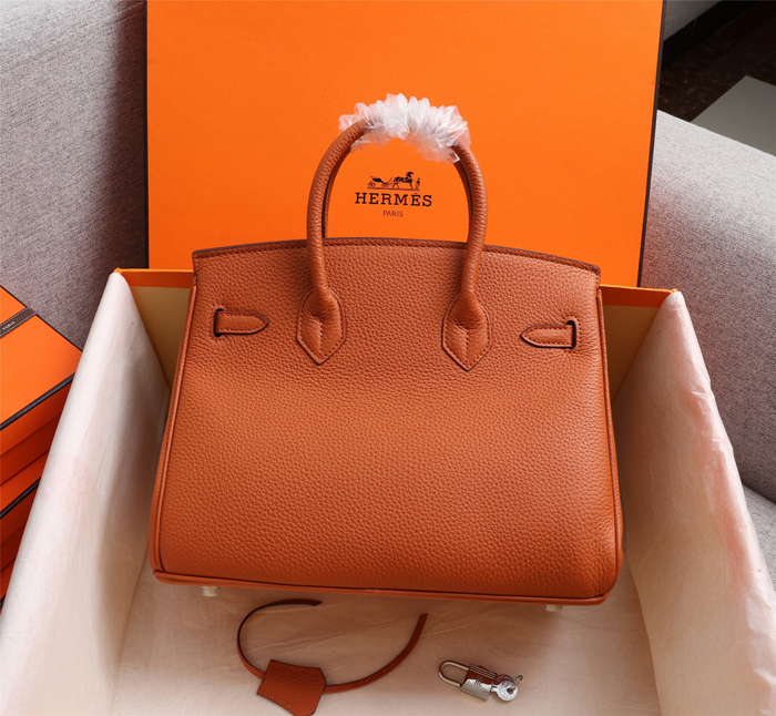 【HERMES】エルメス バッグコレクション《バーキン》35 ハンドバッグ オレンジ/シルバー金具（HERMES 001）