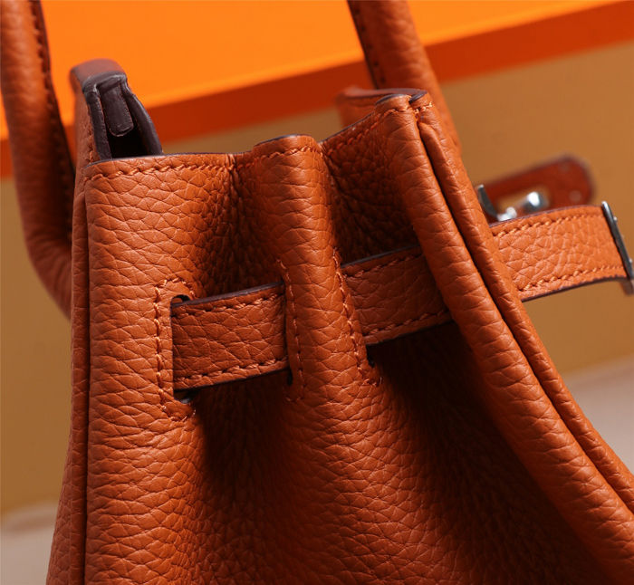 【HERMES】エルメス バッグコレクション《バーキン》35 ハンドバッグ オレンジ/シルバー金具（HERMES 001）