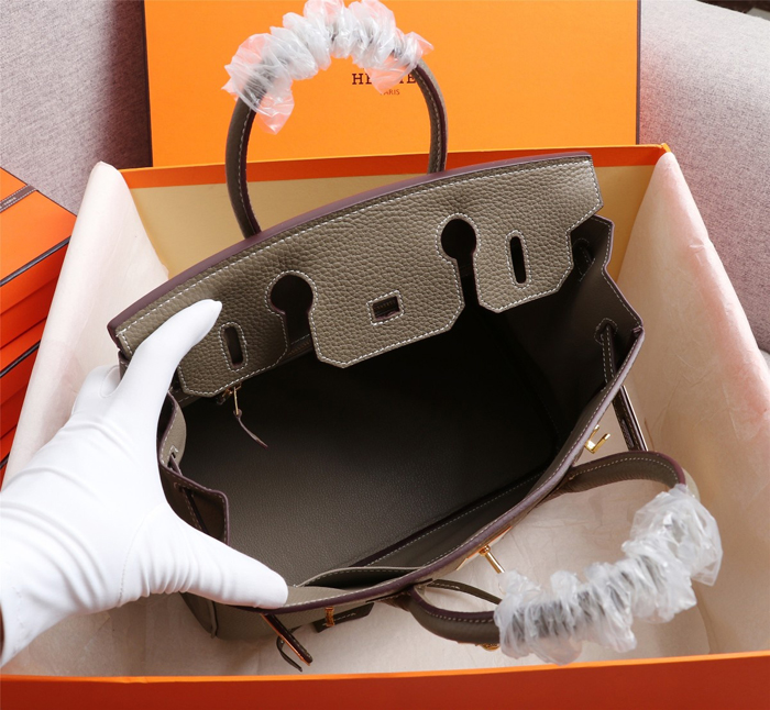 【HERMES】エルメス バッグコレクション《バーキン》35 ハンドバッグ ダークグレー/ゴールド金具（HERMES 008）