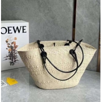 【LOEWE】ロエベ スーパーコピー アナグラム バスケットバッグ ミディアム（イラカヤシ&カーフ） ナチュラル/ブラック A223T43X02