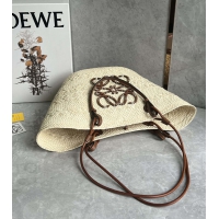 【LOEWE】ロエベ スーパーコピー アナグラム バスケットバッグ ミディアム（イラカヤシ&カーフ）ナチュラル/タン A223T43X02