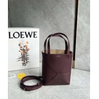 【LOEWE】ロエベ スーパーコピー パズルフォルドトート ミニ（シャイニーカーフ） ダークバーガンディ A657V25X01