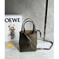 【LOEWE】ロエベ スーパーコピー パズルフォルドトート ミニ（シャイニーカーフ）ダークカーキグリーン A657V25X01 
