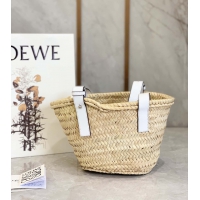 【LOEWE】ロエベ スーパーコピー  バスケットバッグ スモール（ヤシの葉&カーフ）ナチュラル/ホワイト A223S93X04