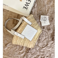 【LOEWE】ロエベ スーパーコピー  バスケットバッグ スモール（ヤシの葉&カーフ）ナチュラル/ホワイト A223S93X04