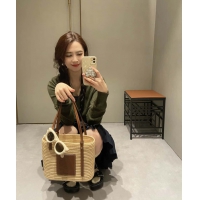 【LOEWE】ロエベ スーパーコピー スクエア バスケットバッグ スモール （ラフィア&カーフ）ナチュラル A223099X02