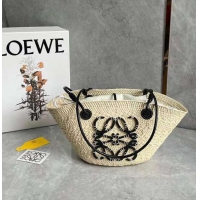 【LOEWE】ロエベ スーパーコピー アナグラム バスケットバッグ スモール （イラカヤシ＆カーフ）ナチュラル/ブラック A223P65X01