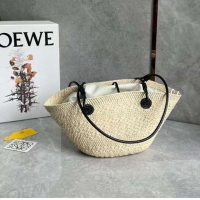 【LOEWE】ロエベ スーパーコピー アナグラム バスケットバッグ スモール （イラカヤシ＆カーフ）ナチュラル/ブラック A223P65X01