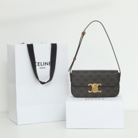 【CELINE】セリーヌ スーパーコピー ショルダーバッグ クロード / トリオンフキャンバス＆カーフスキン タン（194142CUZ.04LU）