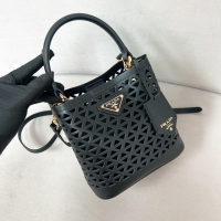 【PRADA】プラダ スーパーコピー パニエ カットアウトモチーフ レザー ミニバッグ ブラック（1BA217_2CY4_F0002_V_OOO）