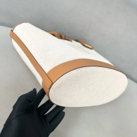 【PRADA】プラダ スーパーコピー リネンブレンドxレザー ミディアム トートバッグ ナチュラル（1BG471_2DLI_F0018_V_OAH）