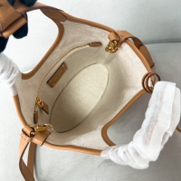 【PRADA】プラダ スーパーコピー リネンブレンドxレザー ミニバックルバッグ ナチュラル（1BE074_2DLI_F0018_V_OAH）