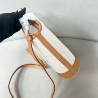 【PRADA】プラダ スーパーコピー リネンブレンドxレザー ミニバックルバッグ ナチュラル（1BE074_2DLI_F0018_V_OAH）