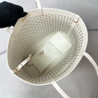 【PRADA】プラダ スーパーコピー ラージホワイトパンチングレザー ショッピングバッグ（1BG503_2CY4_F0009_V_OOO）