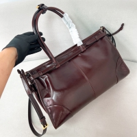 【PRADA】プラダ スーパーコピー ラージ レザー ハンドバッグ ダークブラウン（1BA433_2CYR_F01D6_V_MOO）